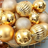 BLAZOR Karácsonyi Gömbdísz Szett 34 db - Törhetetlen Műanyag Karácsonyfadíszek Arany Színben, Matt, Csillámló, Mintás Gömbök 6 cm Átmérővel 6