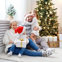 BLAZOR Karácsonyi Gömbdísz Szett 34 db - Törhetetlen Műanyag Karácsonyfadíszek Arany Színben, Matt, Csillámló, Mintás Gömbök 6 cm Átmérővel 4