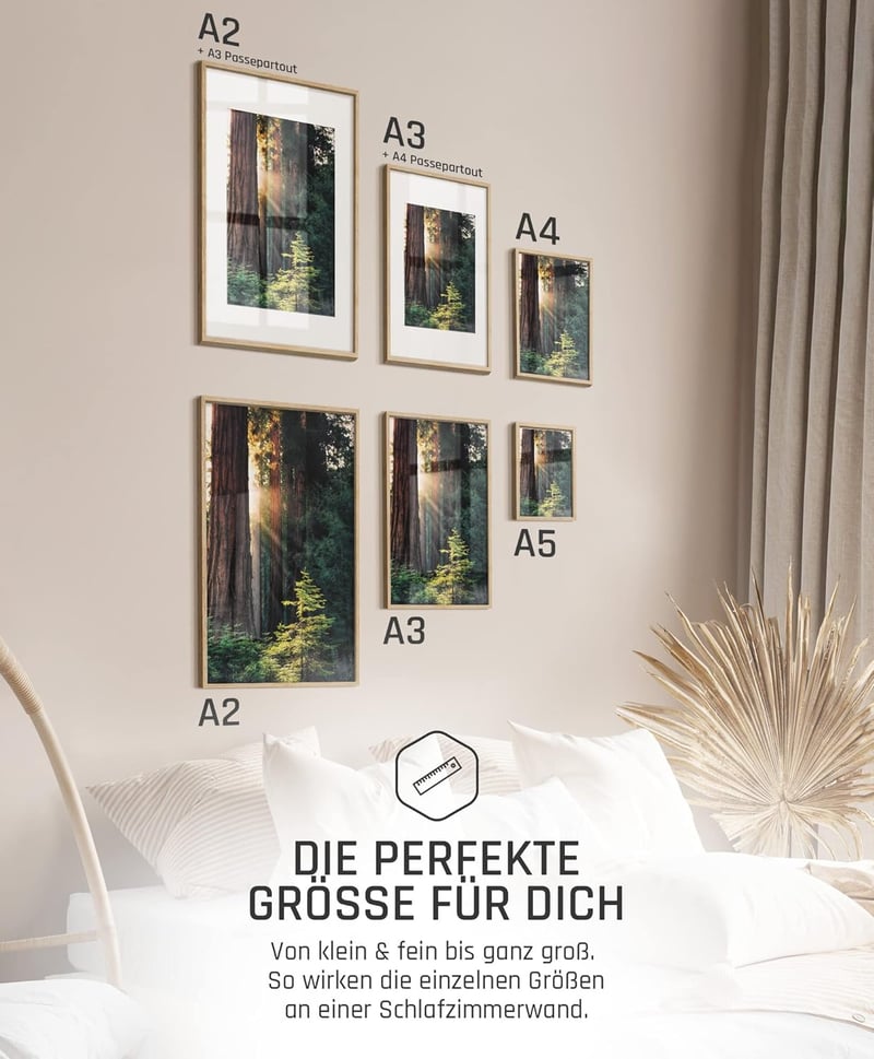 BLCKART Infinity Beige Love Poszter Szett, 4x A3 + 2x A4, Nappali Dekoráció - Large (4x A3, 2x A4), DREAMY FOREST