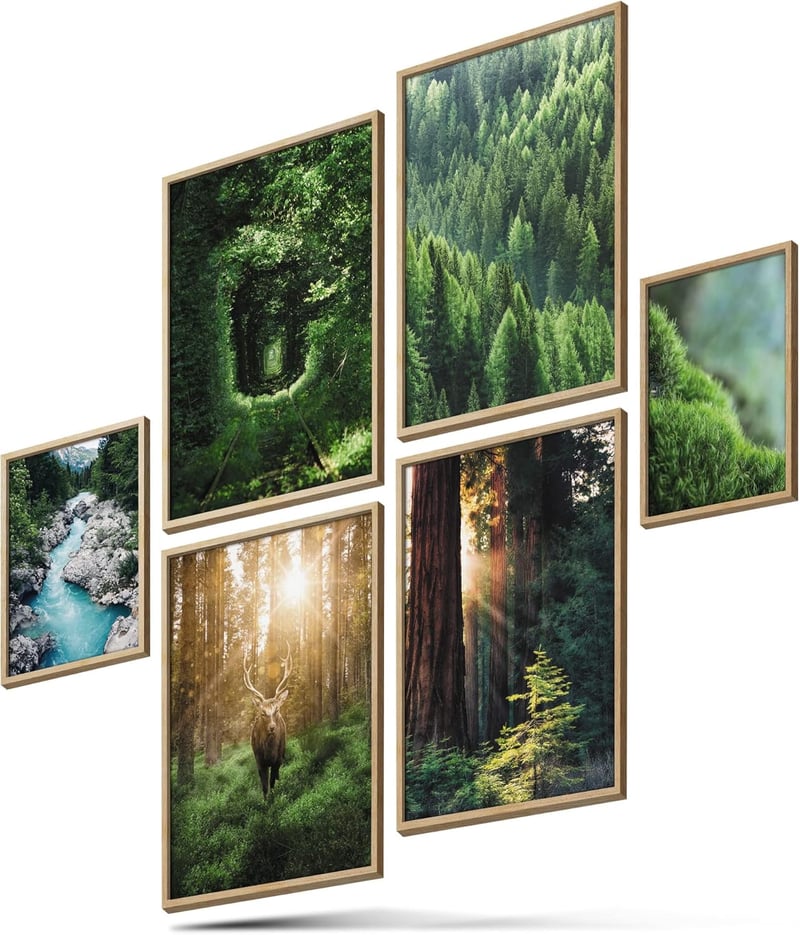 BLCKART Infinity Beige Love Poszter Szett, 4x A3 + 2x A4, Nappali Dekoráció - Large (4x A3, 2x A4), DREAMY FOREST