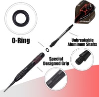 BLESION elektronikus darts készlet 12 db 18 g műanyag heggyel, 12 flighttal, 20 gumigyűrűvel, 50 darttippel 8