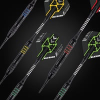 BLESION elektronikus darts készlet 12 db 18 g műanyag heggyel, 12 flighttal, 20 gumigyűrűvel, 50 darttippel 3
