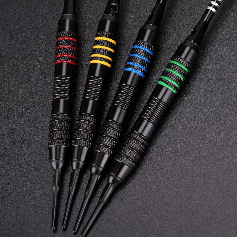 BLESION elektronikus darts készlet 12 db 18 g műanyag heggyel, 12 flighttal, 20 gumigyűrűvel, 50 darttippel