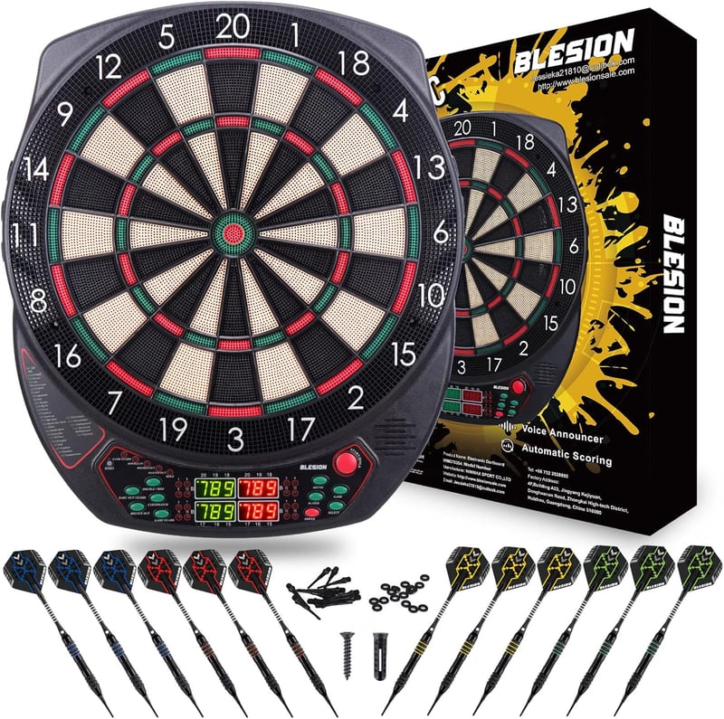BLESION Elektronikus Darts Tábla 12 Nyíllal Elektromos Dartboard Gép