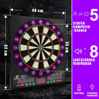 BLESION Elektronikus Darts Tábla 6 Nyíllal, Német Hanggal, Elemmel/Adapterrel Működő 4