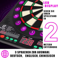 BLESION Elektronikus Darts Tábla 6 Nyíllal, Német Hanggal, Elemmel/Adapterrel Működő 3