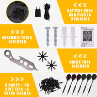 BLESION Elektronikus Darts Tábla 6 Nyíllal, Német Hanggal, Elemmel/Adapterrel 6