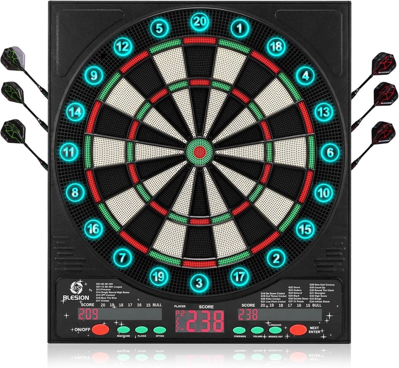 BLESION Elektronikus Darts Tábla 6 Nyíllal, Német Hanggal, Elemmel/Adapterrel Működő