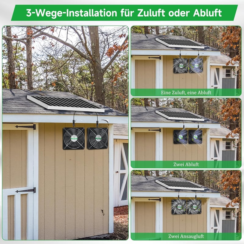 blessny 5,5 Colos Napelemes Ventilátor Szett 25W Panellel Csirkeketrec Üvegház Tárolóhoz - solar 2 fan kit