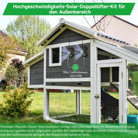 blessny 5,5 Colos Napelemes Ventilátor Szett 25W Panellel Csirkeketrec Üvegház Tárolóhoz - solar 2 fan kit 6