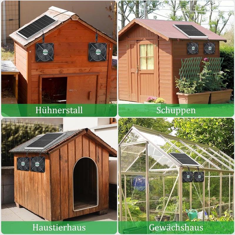 blessny 5,5 Colos Napelemes Ventilátor Szett 25W Panellel Csirkeketrec Üvegház Tárolóhoz - solar 2 fan kit