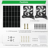 blessny 5,5 Colos Napelemes Ventilátor Szett 25W Panellel Csirkeketrec Üvegház Tárolóhoz - solar 2 fan kit 7