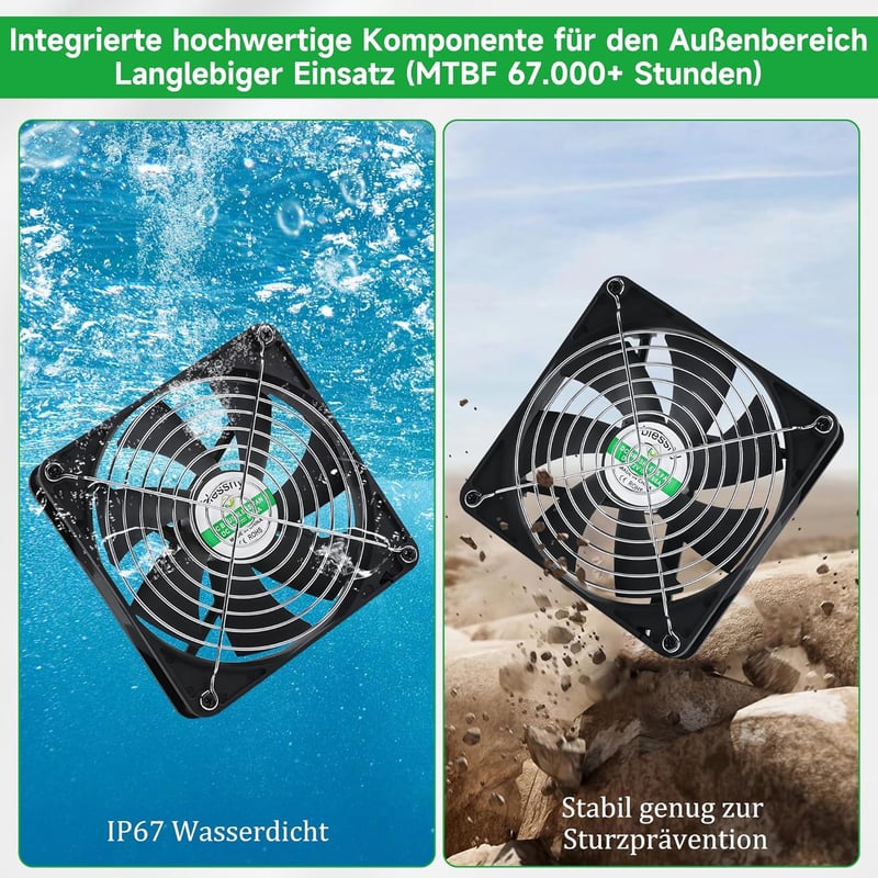 blessny 5,5 Colos Napelemes Ventilátor Szett 25W Panellel Csirkeketrec Üvegház Tárolóhoz - solar 2 fan kit