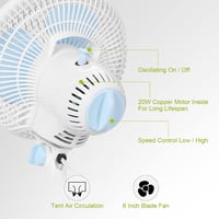 Oscilačný klipový ventilátor Blessny pre pestovateľské stany, 6 palcový, 2,4 m kábel, tichá prevádzka 5