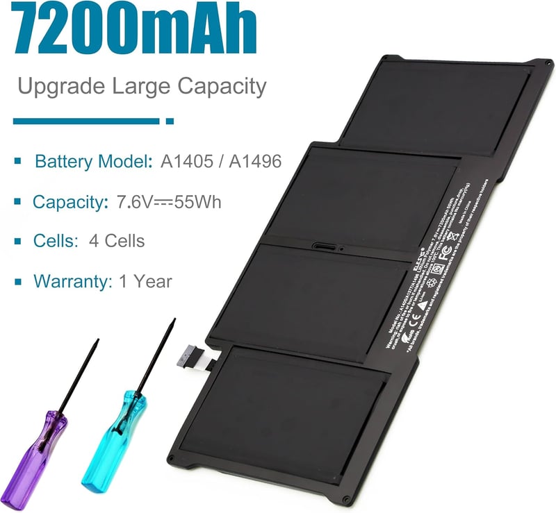 BLESYS A1466 Akkumulátor MacBook Air 13" Laptophoz - 7200mAh Lítium Polimer - Kompatibilis A1369/A1466 (2010-2017) Modellekkel - Szerszámokk
