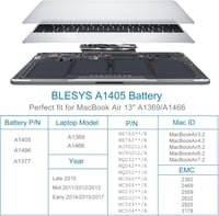 BLESYS A1466 Akkumulátor MacBook Air 13" Laptophoz - 7200mAh Lítium Polimer - Kompatibilis A1369/A1466 (2010-2017) Modellekkel - Szerszámokk 4