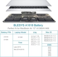 BLESYS A1618 csere akkumulátor MacBook Pro 15" Retina A1398 (2013–2015) - 11,36V 8755mAh 4