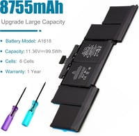 BLESYS A1618 csere akkumulátor MacBook Pro 15" Retina A1398 (2013–2015) - 11,36V 8755mAh 3