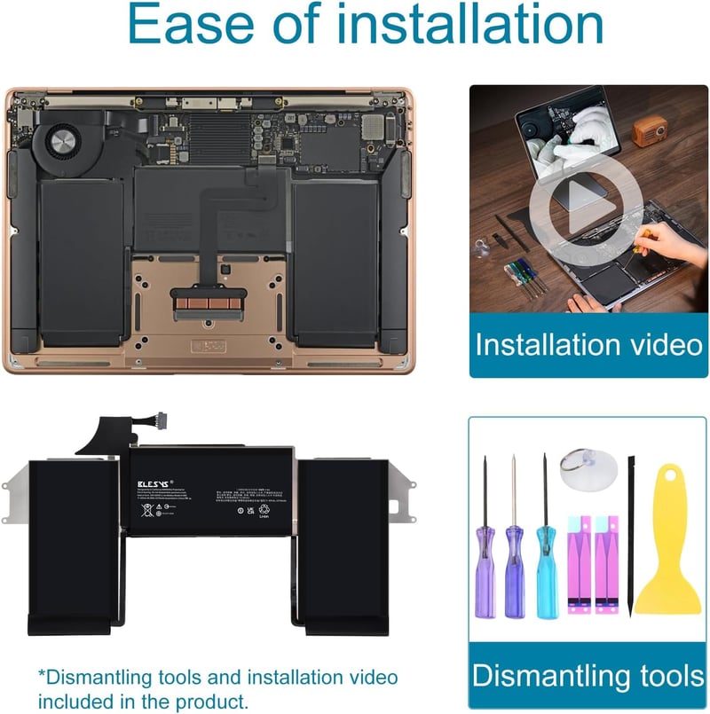 BLESYS A1965 Csereakkumulátor MacBook Air 13" Retina A1932 (2018-2019) és A2179 (2020) Modellekhez - 11,4V 49,9Wh Lítium-Polimer Laptop Akku