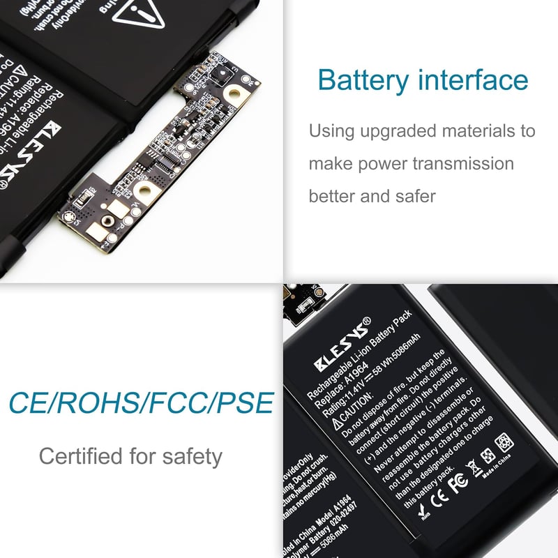BLESYS A1989 csere laptopakkumulátor A1964 MacBook Pro 13 2018 2019 EMC 3214 EMC 3358 11,41V 5086mAh