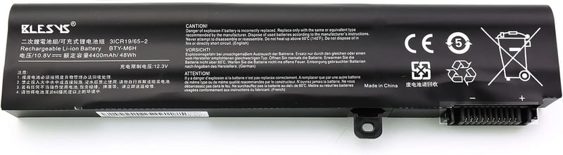 BLESYS BTY-M6H Laptop Akkumulátor MSI GE72 GE62 GE63 GE65 GL62 GL63 GL72 GL73 Sorozatú Notebookokhoz - 4400mAh Lítium-ion