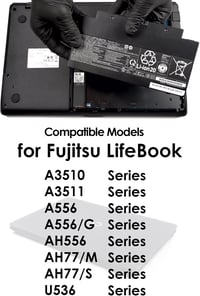 BLESYS csere akkumulátor Fujitsu LifeBook A3510 A3511 A556 AH556 AH77M AH77S U536 U727 TH700 FPCBP424 FPB0307S FMVA77MB FMVWMA2B77 3