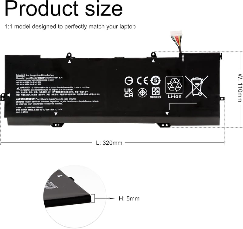 BLESYS YB06XL 84.08Wh Laptop Akkumulátor HP Spectre x360 15-bl1xx 15-ch0xx Notebookhoz