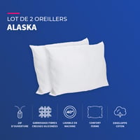 Súprava 2 vankúšov Bleu Calin Alaska, tvrdá opora, poťah zo 100% bavlneného perkálu, biela, 50x70 cm, obdĺžnikový tvar 3