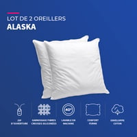 Sada vankúšov Bleu Câlin Alaska, 2 ks, tvrdý komfort, poťah zo 100% bavlneného perkálu, biela, 65x65 cm, štvorcový tvar 5