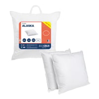 Sada vankúšov Bleu Câlin Alaska, 2 ks, tvrdý komfort, poťah zo 100% bavlneného perkálu, biela, 65x65 cm, štvorcový tvar 3