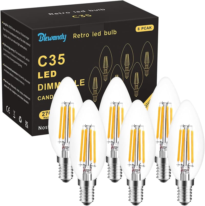Blewandy E14 LED gyertya izzó 4W meleg fehér 6db csomag csillárokhoz