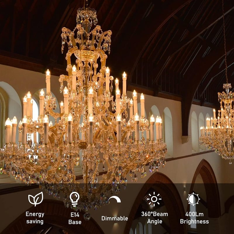 Blewandy E14 LED gyertya izzó 4W meleg fehér 6db csomag csillárokhoz