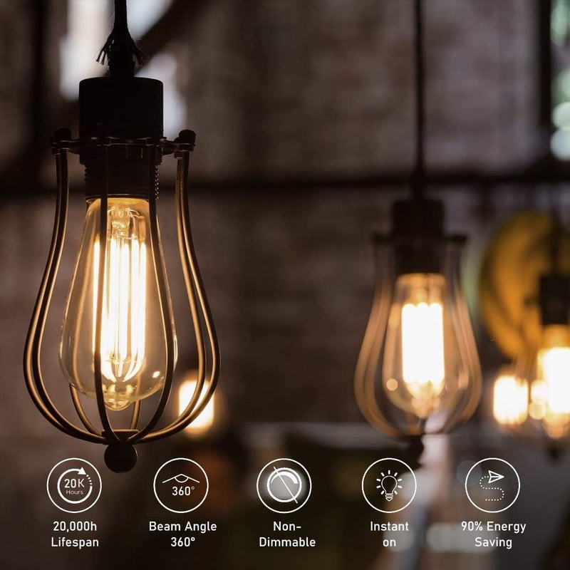 Blewandy E27 Vintage Edison LED izzó 6W meleg fehér 2700K retro 3db