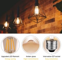Blewandy E27 Vintage Edison LED izzó 6W meleg fehér 2700K retro 3db 6