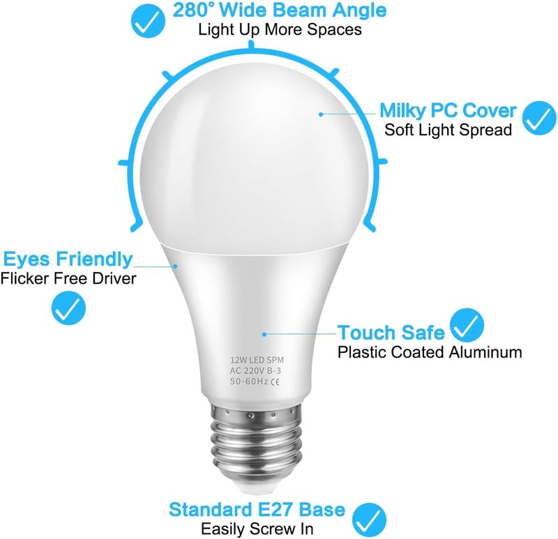 Blewandy LED izzó E27 12W 1200 lumen hideg fehér 6500K 6 darab csomag