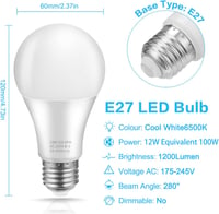 Blewandy LED izzó E27 12W 1200 lumen hideg fehér 6500K 6 darab csomag 5