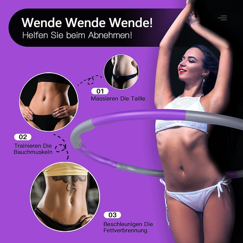 Blisstaar Hullahub Fitness Hula Hoop 1kg Összecsatolható Lila-Szürke Masszázs Edzés