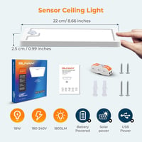 BLNAN 24W LED mozgásérzékelős mennyezeti lámpa, 3000-5000K, 2400lm, 30cm 8