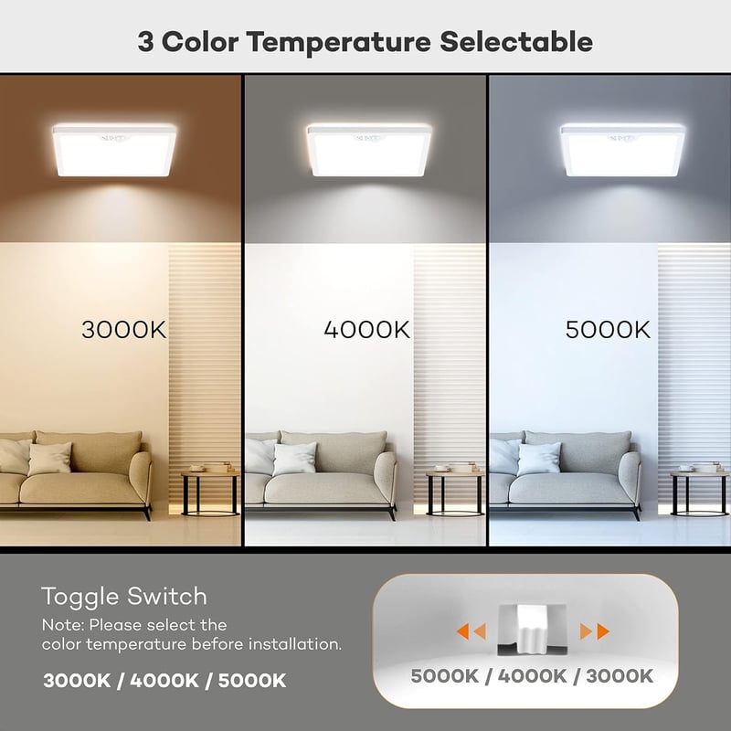 BLNAN 24W LED mozgásérzékelős mennyezeti lámpa, 3000-5000K, 2400lm, 30cm