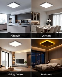 BLNAN LED stropna svjetiljka tanka s mogućnošću prigušivanja, 24W s daljinskim upravljačem, 2000K noćno svjetlo, 3000K-6500K, za spavaću sobu dnevni boravak dječju sobu, kvadratna bijela 30 cm 7