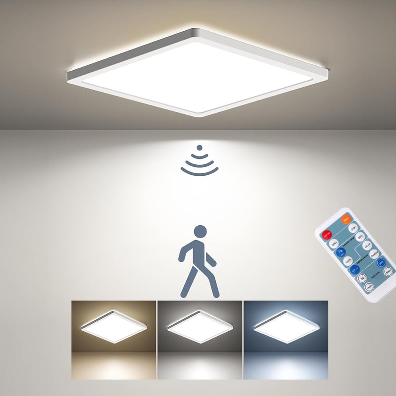 BLNAN LED mennyezeti lámpa mozgásérzékelővel és távirányítóval, 24W - 30 cm