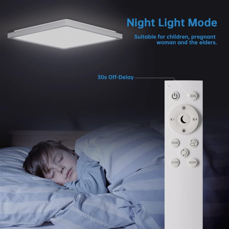 BLNAN RGB LED Mennyezeti Lámpa Távirányítóval, Dimmelhető, 24W, Színváltó, Nappali Hálószoba