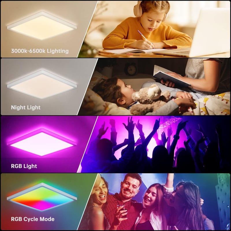BLNAN RGB LED Mennyezeti Lámpa Távirányítóval, Dimmelhető, 24W, Színváltó, Nappali Hálószoba