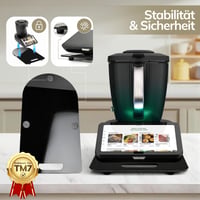 Blomise TM7 Posuvná doska pre Thermomix, s 360° kolieskami, dorazom a gumovými nožičkami, čierna, príslušenstvo – podstavec s kolieskami pre kuchynský robot 4