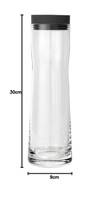 Sklenená karafa na vodu blomus SPLASH, 1 liter, s magnetickým silikónovým a nerezovým uzáverom, 29,5 x 9 x 9 cm, farba Magnet 6