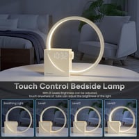 blonbar Ébresztőfényes Éjjeli Lámpa, 3 Fényerőszint, Érintésvezérelt, 2 Ébresztő, 10 Megnyugtató Hang, 10W USB Töltő, Minimál Dizájn 4