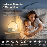 blonbar Ébresztőfényes Éjjeli Lámpa, 3 Fényerőszint, Érintésvezérelt, 2 Ébresztő, 10 Megnyugtató Hang, 10W USB Töltő, Minimál Dizájn 3