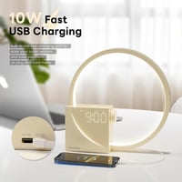 blonbar Ébresztőfényes Éjjeli Lámpa, 3 Fényerőszint, Érintésvezérelt, 2 Ébresztő, 10 Megnyugtató Hang, 10W USB Töltő, Minimál Dizájn 2