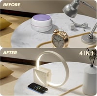 blonbar Ébresztőfényes Éjjeli Lámpa, 3 Fényerőszint, Érintésvezérelt, 2 Ébresztő, 10 Megnyugtató Hang, 10W USB Töltő, Minimál Dizájn 6
