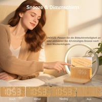 Lampă de masă blonbar cu alarmă de răsărit, funcție de încărcare, luminozitate tactilă pe 3 niveluri și 10 sunete naturale pentru dormitor 5